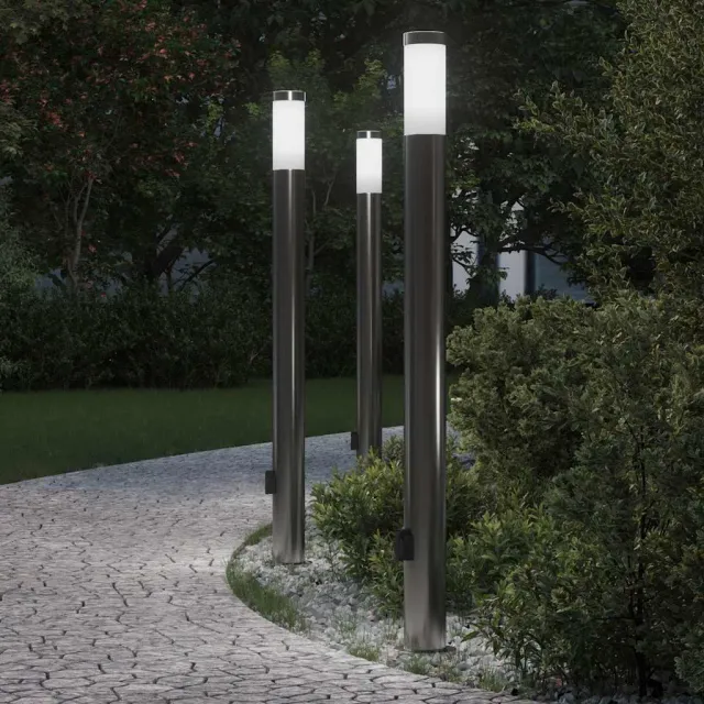 vidaXL Bolderverlichting met stopcontact 3 stuks 110 cm Zilver