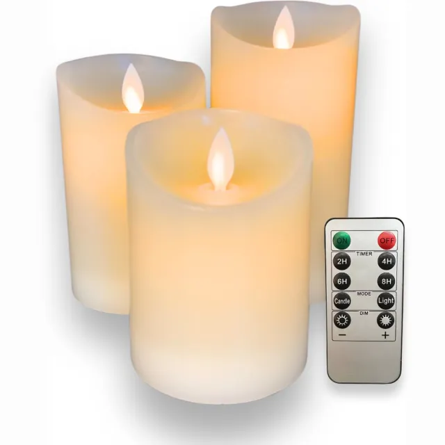a sunny day LED kaarsen met bewegende vlam - oplaadbare kaarsen - Led-kaarsen - led kaarsen met afstandsbediening - led kaarsen oplaadbaar - led dinerkaarsen - led kaarsen met flikkerende vlam - led kaarsen met timer - 3 stuks - cadeau tip Warm wit