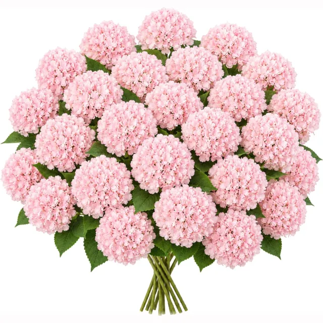 ROSIFY Kunstbloemen Kunst Hortensia - Nepbloemen - Kunstbloemen Boeket - Set van 24 stuks - 46cm - Roze Roze 24