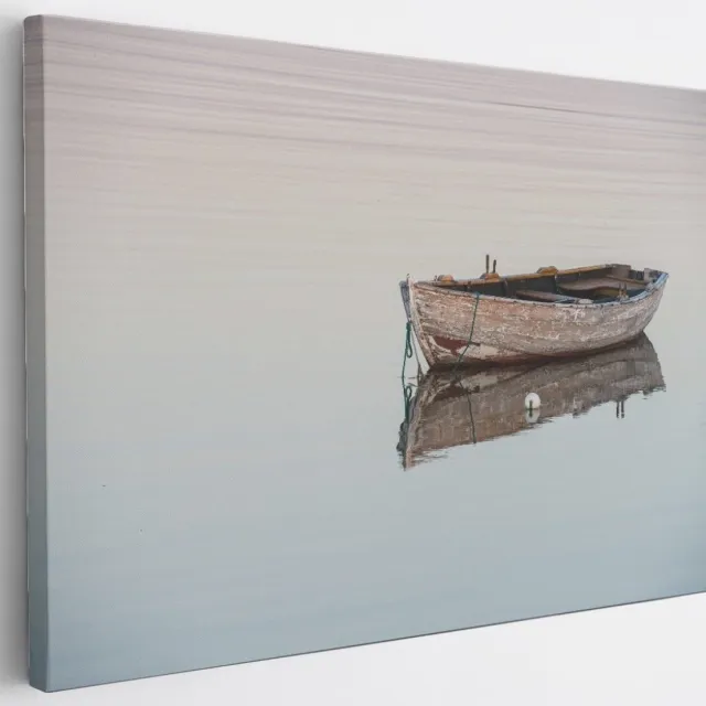 Saammp Canvas Schilderij - Eenzame boot- Abstract - 90x60 - Foto op canvas - Wanddecoratie - Muurdecoratie Woonkamer - Slaapkamer decoratie - Canvas Print Multicolor