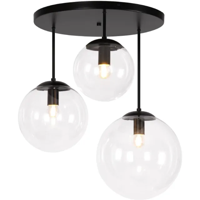 Olucia DOLF - Plafondlamp - Transparant / Zwart - Vorm: Rond