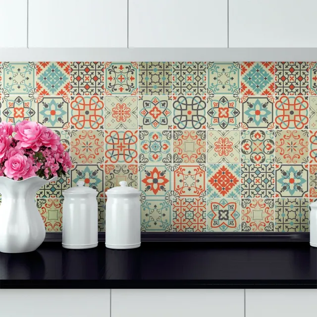 Ambiance Sticker Zelfklevende tegelmuurstickers voor keuken en badkamer - 30 Verona Azulejo tegelstickers - 30 stickers 10x10cm Multi color
