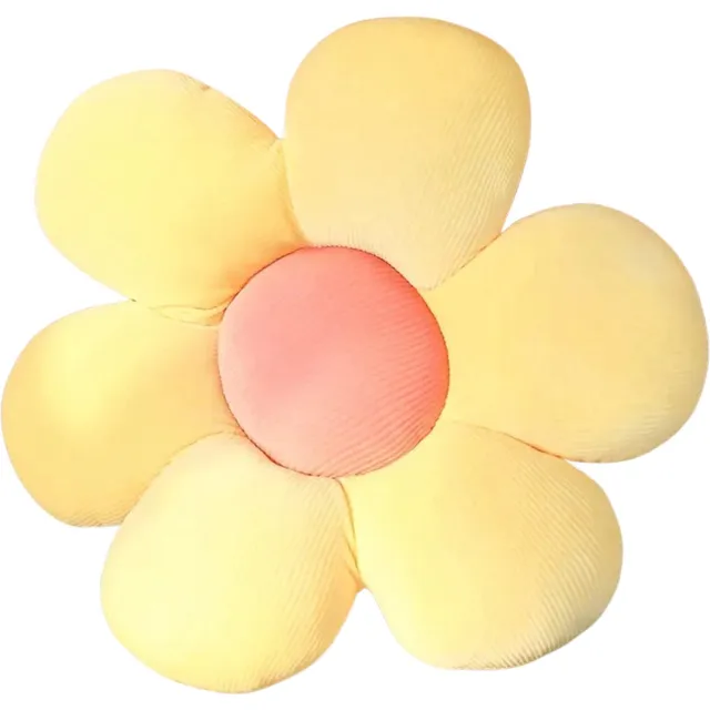 Stuyver Bloem kussen Geel - Sierkussen - Aesthetic room decor - Bloemvormig kussen - 50 x 50 cm