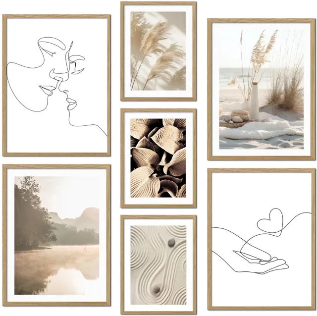 Unyqoos ® Stijlvolle Boho Poster Set van 7 voor Woon- en Slaapkamer Decoratie beige
