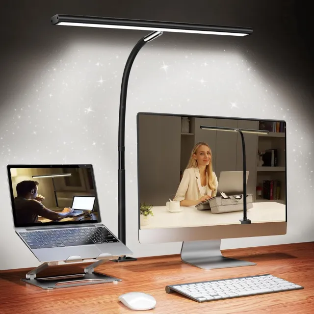 RS Goods LED Bureaulamp met Klem - Bureau lamp - Klemplamp - 3 Lichtkleuren - Helderheid Verstelbaar - Zwart