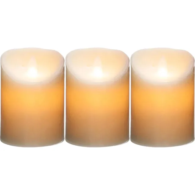 Atmosphera Led stompkaarsen - 3x stuks - Warm licht - Wit