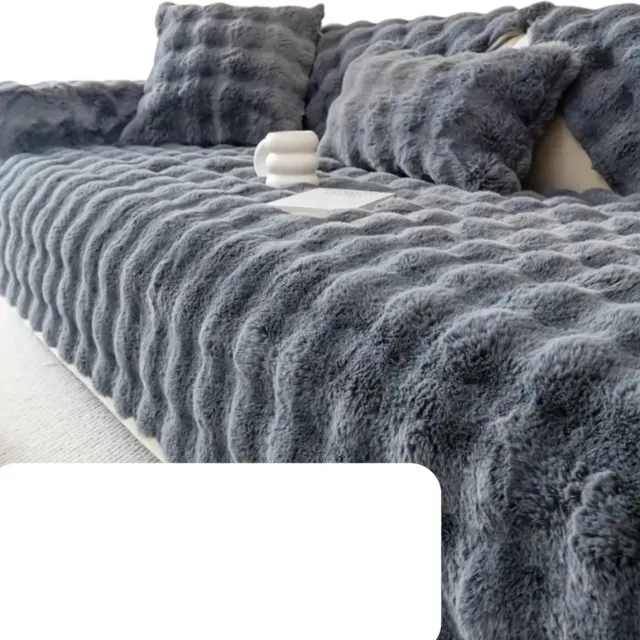 Livano Bankhoes - Bankbeschermer - Stretch - Sofa Cover - Pluche - Donkergrijs - Rugleuning 70x70