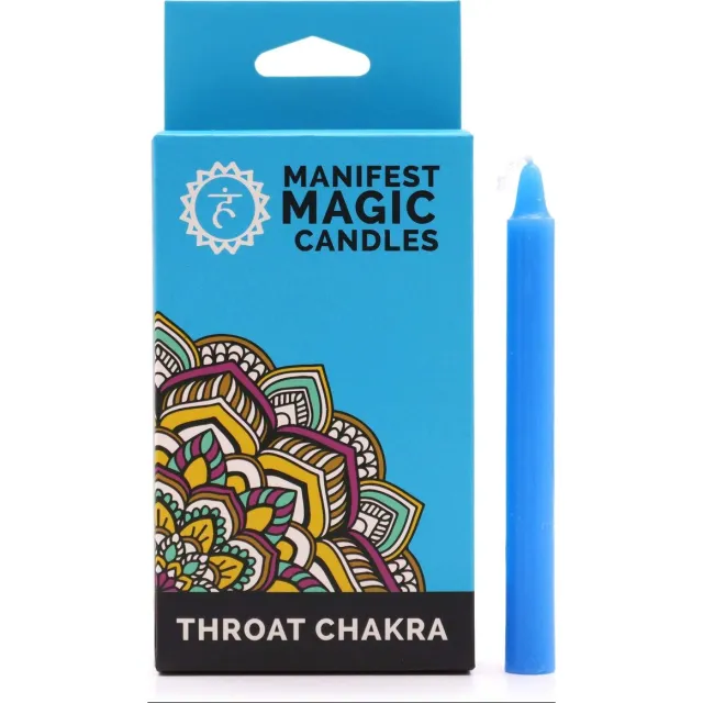 Ancient Wisdom Kaars - Magische kaars blauw voor keelchakra - aromatherapie - decoratie - cadeau - verlichting - sfeer