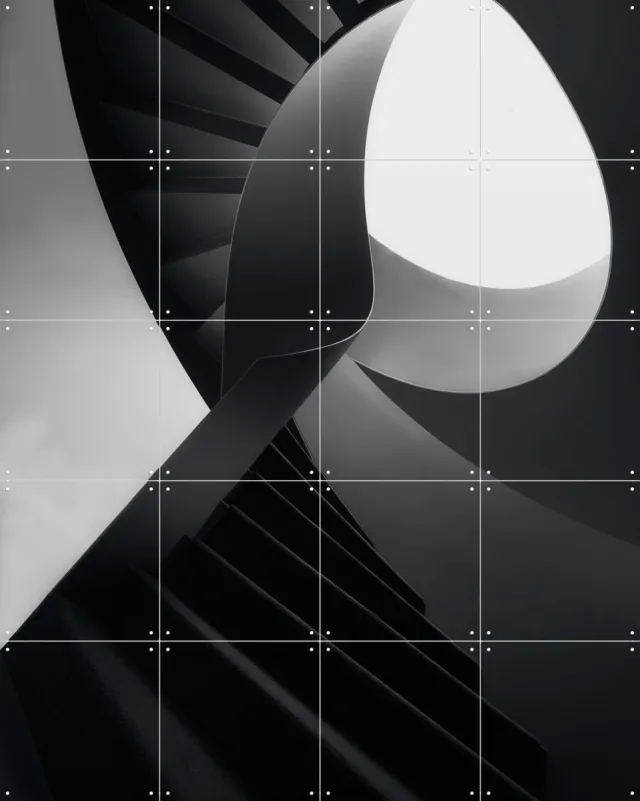 IXXI Round Lines, Olavo Azavedo & Various - 80 x 100 cm - Grote wanddecoratie en posters - Abstract, Geometrische Kunst, Fotografie, Minimalisme Monochroom / Zwart en wit / Zwart