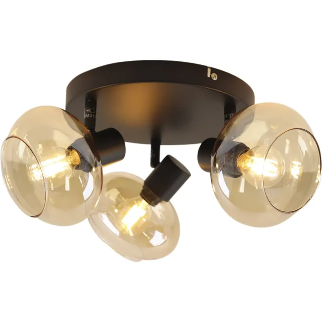 Olucia SKIP - Plafondlamp - Amber / Zwart - 3L - Vorm: Rond