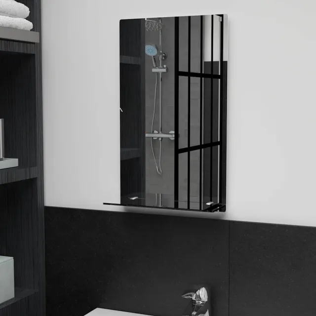 vidaXL Wandspiegel met schap 30x50 cm gehard glas Zilver