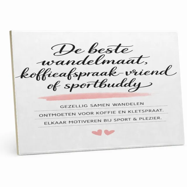 Mr Cadeautjes Tegel 15 x 20 cm - design Een minimalistische quote-print rond vriendschap buiten het | cadeau Wit