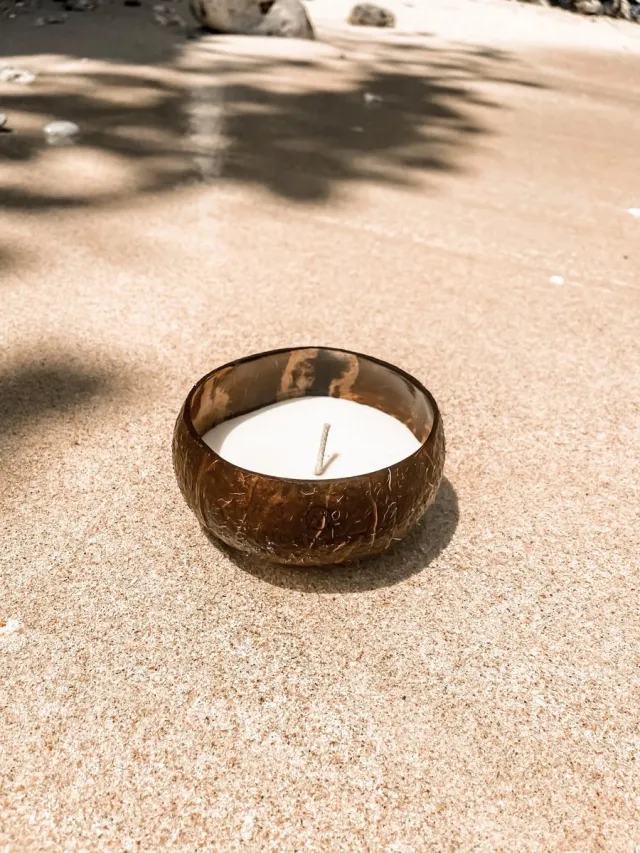 Monnarita Koa Kaars - Kokosnoot Schil - Ecologische Wask - Boho Stijl Bruin