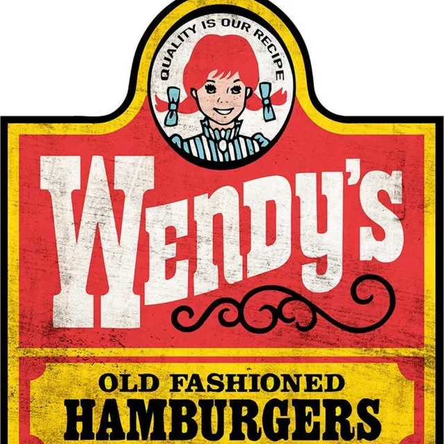 Signs-USA Wendy's Hamburgers - wandbord - verweerd - grunge - 53 x 48 cm rood, geel, zwart