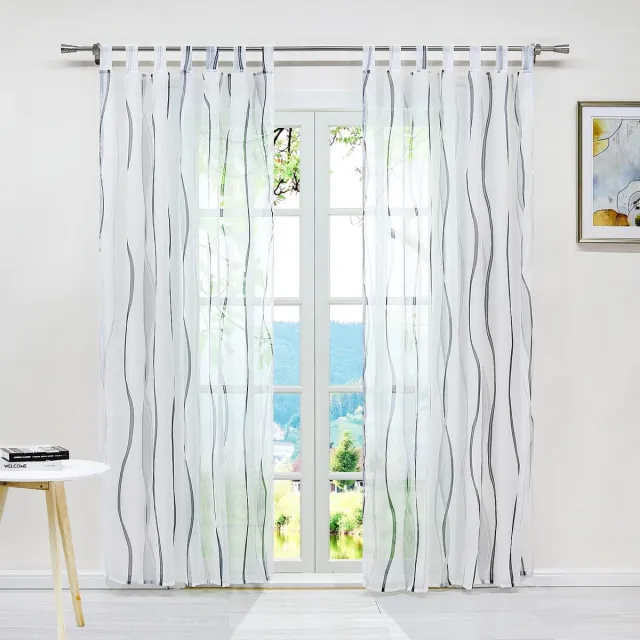 Ibenzoa Golvende transparante vitrage met lussen en elegant patroon - 1 stuk grijs