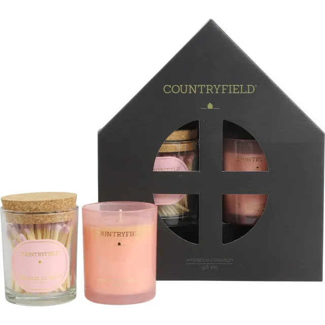 Countryfield Giftset (geurkaars & lucifers) Romance Veelkleurig