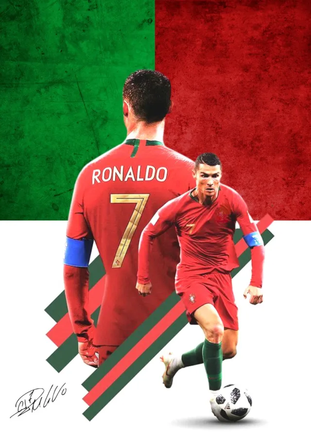 Holland Rose Poster Ronaldo - Voetbal poster - FIFA 24 - PS5 - Bekende voetballer - Voetbal - Portugal - Champions League - Sport - Wanddecoratie - 60x42cm - A2 - Hoogwaardig glans - Geschikt om in te lijsten