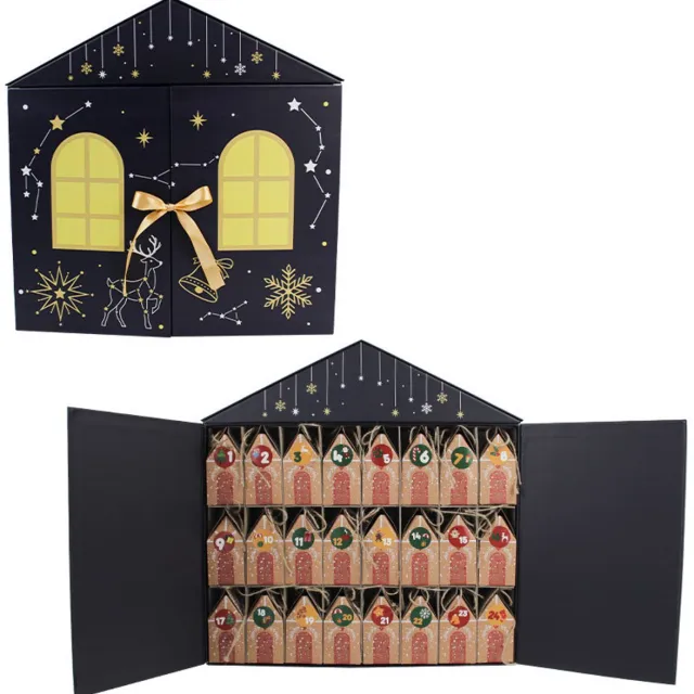 Accessoires147 Adventskalender - Diamond Painting - DIY - Kerstmis - Kerst Ornamenten - Versiering - Hobby - Knutselen - Countdown Set - Advent Kalender bruin