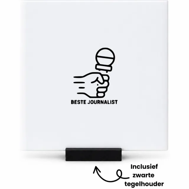 Hacebo Beste Journalist tegeltje met tegelhouder - Beste collega - cadeau Journalist - tegeltjes met tekst - Leuk cadeau voor je Journalist om te geven - verjaardag Journalist - spreuktegels - 10.8x10.8 CM Wit