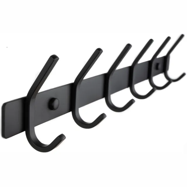 Seaso wandkapstok RVS - Kapstok Industrieel - 12 hangers - Mat zwart