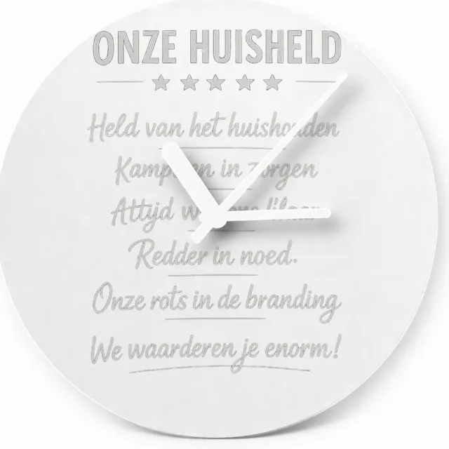 Mr Cadeautjes Glazen klok Ø 20 - design Een soortgelijke humoristische waarderingsbadge, maar dan vo | cadeau Wit