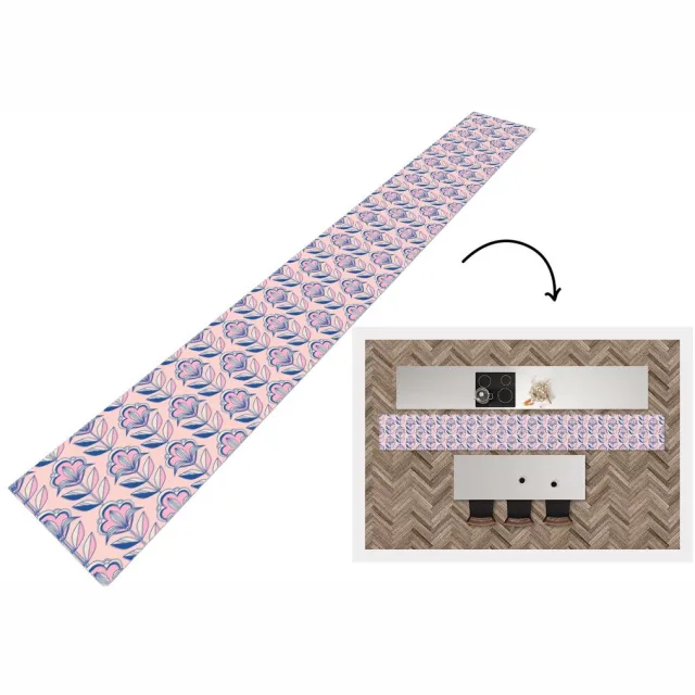 KitchenYeah Keukenloper 480x60 cm - Keukenmat vinyl Retro - Design - Bloemen - Keukenmatten loper - Keuken vloerkleed tapijt