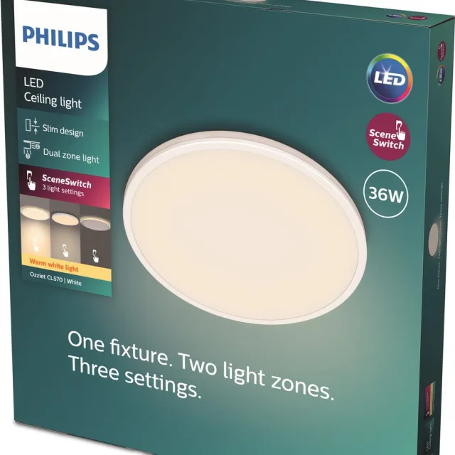 Philips Ozziet plafondlamp - rond - wit - 36W