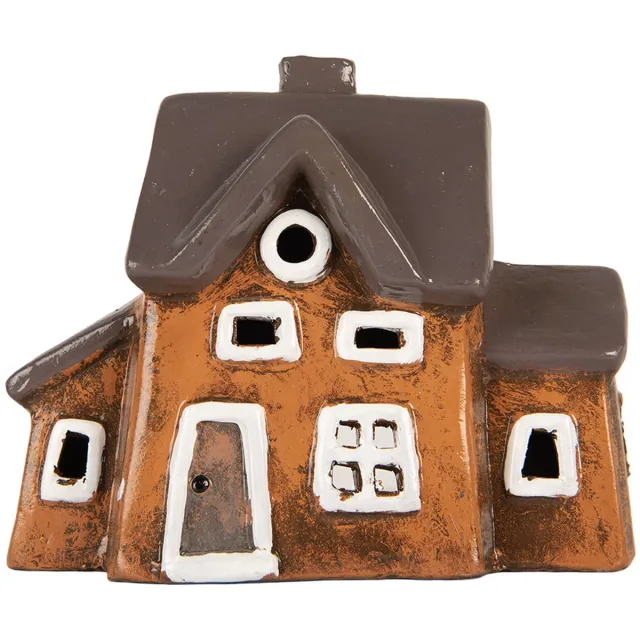 Clayre & Eef Waxinelichthouder Huis 20x11x16 cm Oranje Keramiek