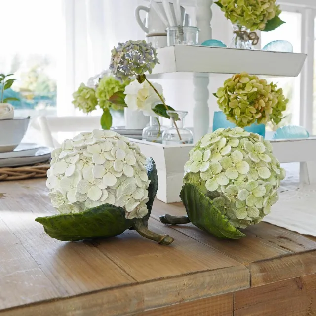 Loberon Sierbloem set van 2 Hortensie groen/wit