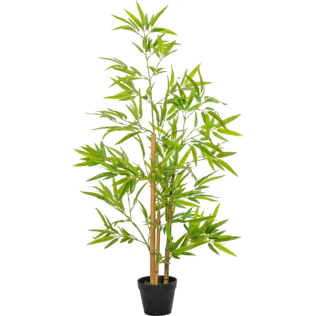Sunona Kunstbamboe - Inclusief pot met verzwaarde bodem - Voor binnen en buiten - 120 cm hoog - Groen