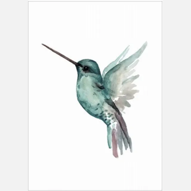 Days of Bloom Poster A3 Kolibri / Hummingbird Jade wit