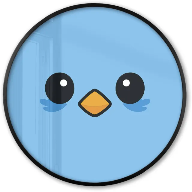 FrameYourWall Poster in lijst Rond - Fotolijst 80x80 cm - Posters - Vogel - Blauw - Eenvoudig - Ronde posterlijst zwart - Decoratie - Wanddecoratie woonkamer - Muurdecoratie slaapkamer