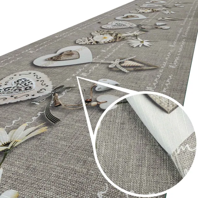 ANRO Keukenloper Mama Hartjes Grijs – Antislip Op Rol Gangloper Tapijtloper 3 mm