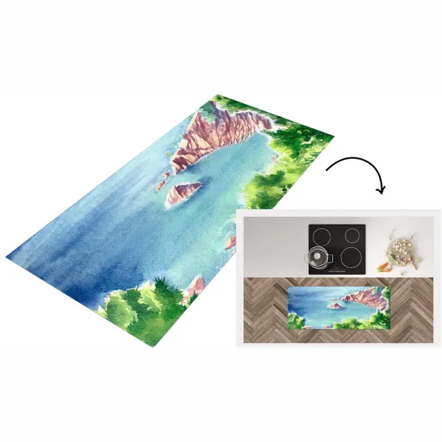 KitchenYeah Keukenloper - Loper keuken - Zee - Berg - Bos - Keukenloper vinyl Multicolor