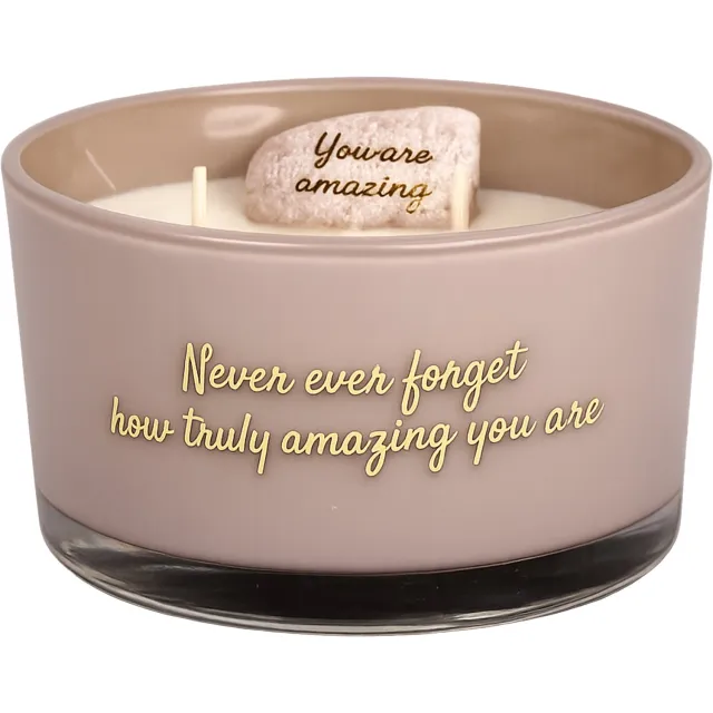 My Flame Lifestyle MY FLAME - Sojakaars met natuursteentje - NEVER EVER FORGET HOW TRULY AMAZING YOU ARE - Geur: Fig's Delight - Branduren: 50u - Kleur: Oud Roze