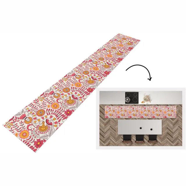 KitchenYeah Keukenloper - Keukenmat vinyl Bloemen - Design - Roze - Oranje - Keukenmatten loper - Keuken vloerkleed tapijt, foto 7