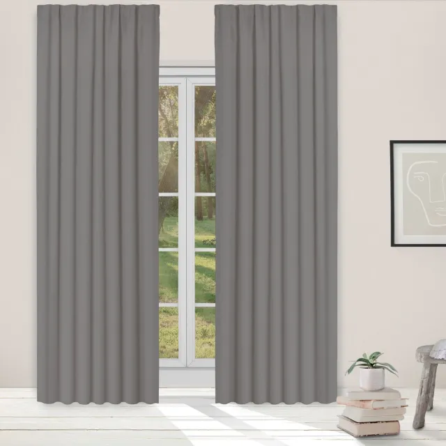 Light Guard 1x kant-en-klaar gordijn - verduisterend - isolerend - geluiddempend - met haken - 140x280cm - flint grijs