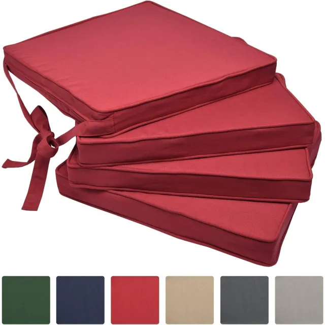 Ibenzoa Premium Stoelkussenset van Katoen en Polyester, Set van 4, Comfortabele Afmetingen rood