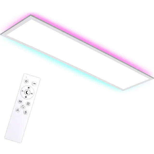 Oraymin LED Plafondlamp 120x30 cm - 40W - RGB Verlichting - Dimbaar met Afstandsbediening Wit