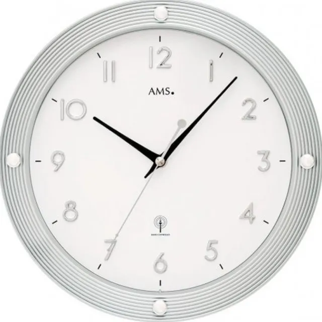 AMS 5500 Wandklok Radiogestuurd - 28 centimeter zilver