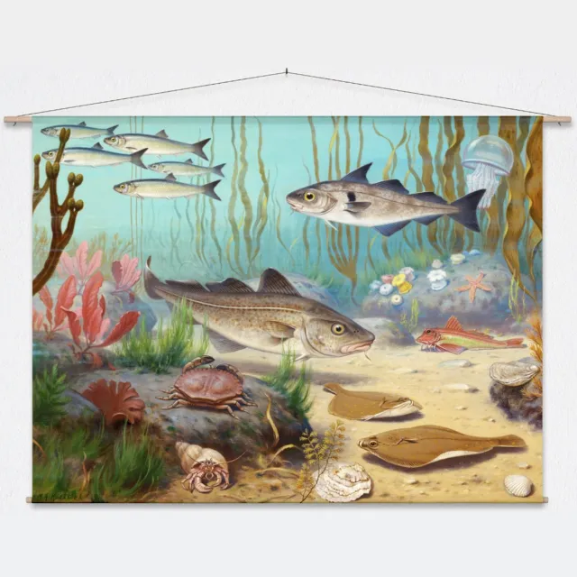 wallchart unlimited Wandkleed In de Noordzee van M.A. Koekkoek - XL: Landscape 175 x 130 cm groen