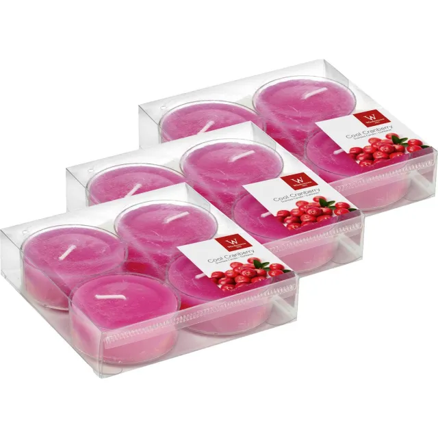 Trend Candles maxi geurtheelichtjes/waxinelichtjes - 24x - cranberry geur - 8 branduren - grote theelichtjes Roze