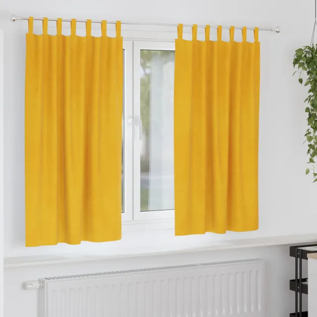 vidaXL Gordijnen 2 st Mosterdgeel 140 x 175 cm fluweel