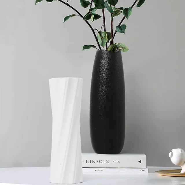 meerklose Bloemenvaas, 2 stuks, zwarte keramische vaas voor thuiskantoor, moderne boerderijdecoratie, boho-decoratie, tafeldecoratie, droogbloemen, decoratieve vazen Wit En Zwart