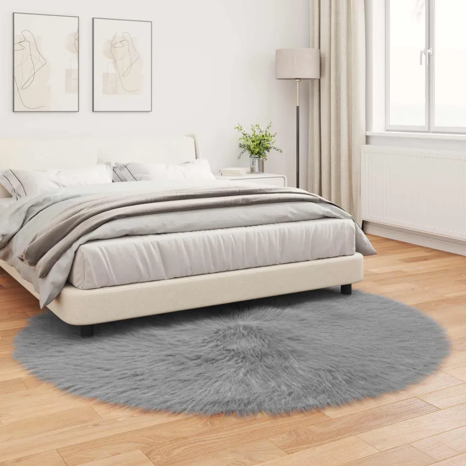 vidaXL Tapijt van imitatie TAFALLA Grijs Ø 200 cm Polyester, foto 3