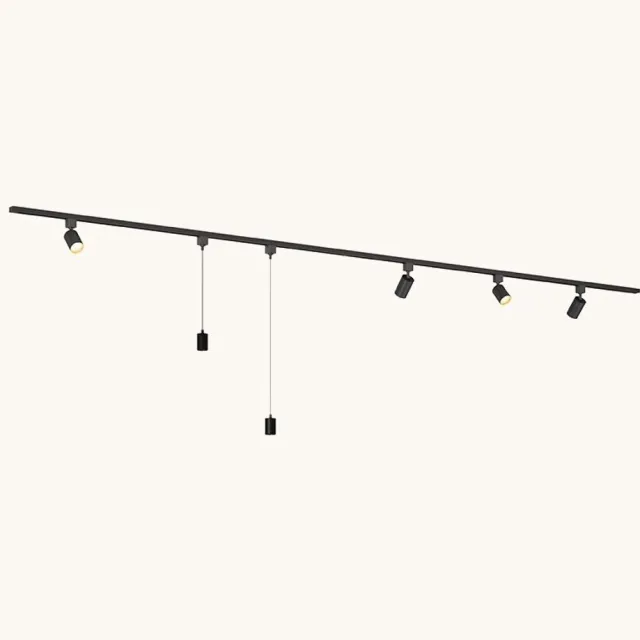 LUSENZ Railverlichting Pakket - Recht - 2x 1,5 m rail - 4 railspots - 2 hanglampen - Excl. Lichtbron - IP20 - Modulair - 230V - Beloria/Belano(L) - Bruin Zwart / Bruin