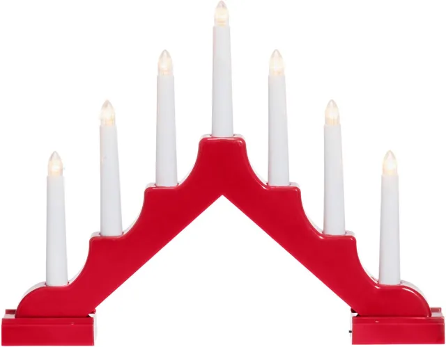 Finnlumor LED adventskandelaar, 7 lampjes, 29 cm rood