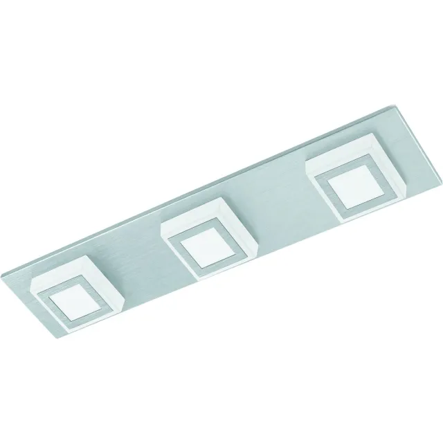 EGLO Masiano - Plafondlamp - 3 Lichts - LED - Aluminium-Geborsteld - Gesatineerd Grijs