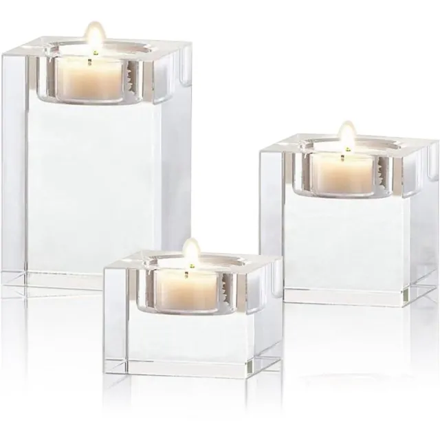 Cosensi Kristal Theelichthouder Glas Kandelaar Transparante Kaarsenhouder Met Theelichtjes Voor Woonkamer Tafeldecoratie Kerstmis En Sfeervol Huiselijke Atmosfeer Any