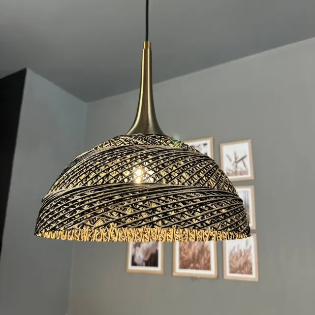 Bamyum Yimpi hanglamp Ø30 cm, hanglamp vintage, industrieel van stof E27, woonkamerlamp hangend, eettafel, keukenlamp donkerbruin Dunkelbraun